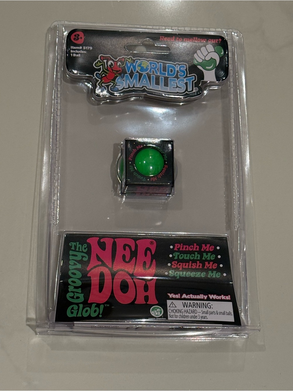 ๐World's Smallestโ NeeDoh Groovy Glob GREEN- Rare!!! Nee Doh